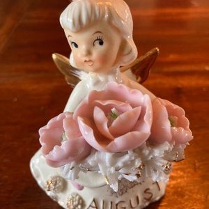 August Lefton Poppy Peridot angel signed and sticker